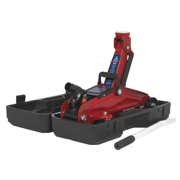 SEALEY 2 TONNE SHORT CHASSIS TROLLEY JACK WITH STORAGE CASE