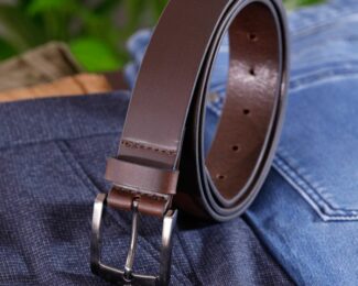 BROWN LEATHER BELT 35MM BY CHARLES SMITH 30017BN