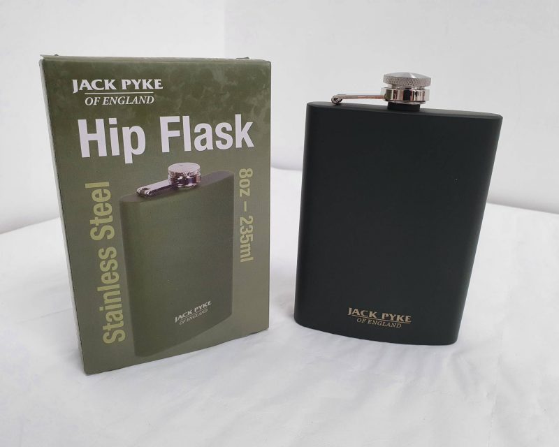 JACK PYKE STAINLESS STEEL HIP FLASK 8OZ MATT GREEN