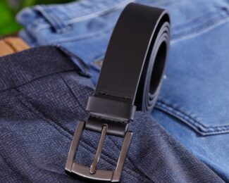 BLACK LEATHER BELT 35MM BY CHARLES SMITH 30017BK