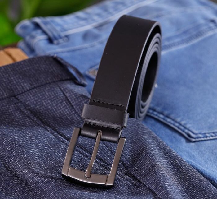 BLACK LEATHER BELT 35MM BY CHARLES SMITH 30017BK