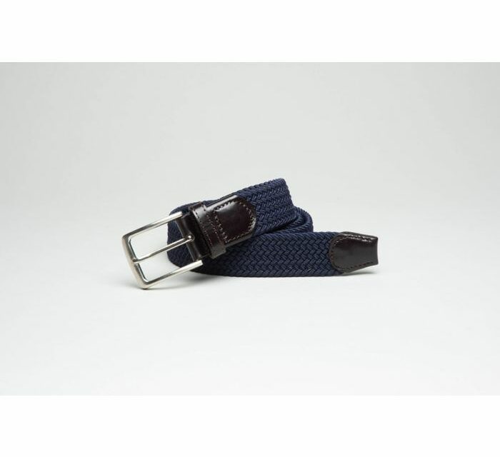 WOVEN LEATHER/ELASTIC NAVY BELT BY IBEX 205