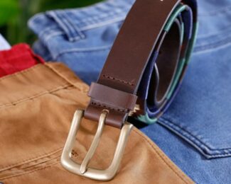 POLO BELT BROWN-BLUE-RED-GREEN PATTERN BY IBEX 30030