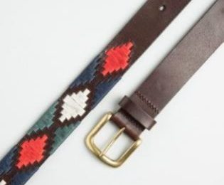 POLO BELT BROWN-BLUE-RED-GREEN PATTERN BY IBEX 30030