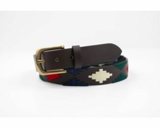 POLO BELT BROWN-BLUE-RED-GREEN PATTERN BY IBEX 30030
