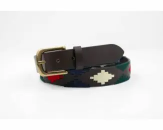 POLO BELT BROWN-BLUE-RED-GREEN PATTERN BY IBEX 30030