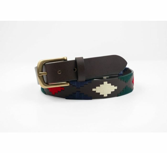 POLO BELT BROWN-BLUE-RED-GREEN PATTERN BY IBEX 30030
