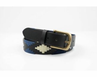 POLO BELT BLACK-NAVY-BLUE-WHITE PATTERN BY IBEX 300301