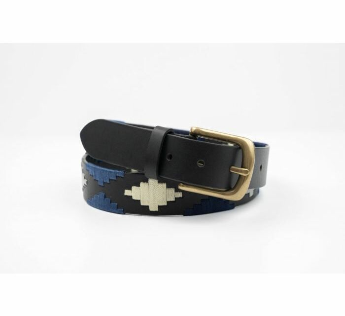 POLO BELT BLACK-NAVY-BLUE-WHITE PATTERN BY IBEX 300301