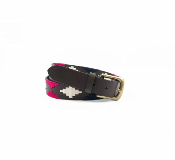 POLO BELT PINK-NAVY-WHITE PATTERN BY IBEX 30032