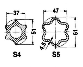 754900800 PROFILE TUBE STAR S4 Ø OUT: 51X37MM L: 0.8M WALTERSCHEID