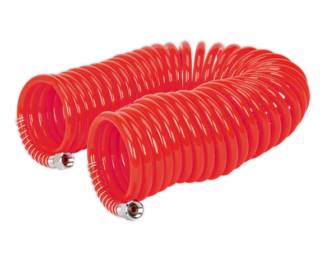 SEALEY 10M X Ø6MM PU COILED AIR HOSE WITH 1/4″ BSP UNIONS