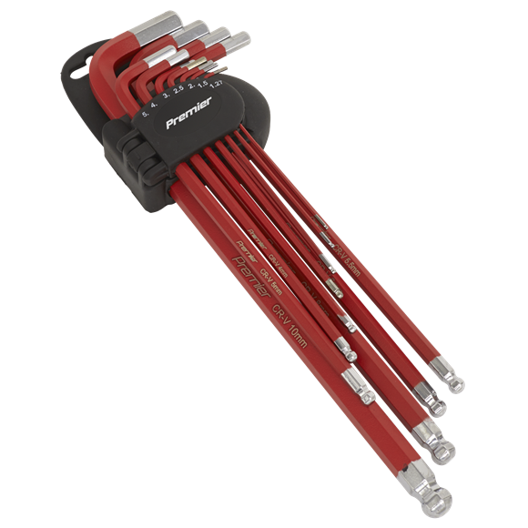 SEALEY 11PC ANTI-SLIP EXTRA-LONG BALL-END HEX KEY SET