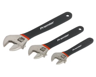 SEALEY 3PC ADJUSTABLE WRENCH SET NI-FE FINISH