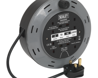 SEALEY 10M CASSETTE TYPE CABLE REEL WITH THERMAL TRIP 4 X 230V