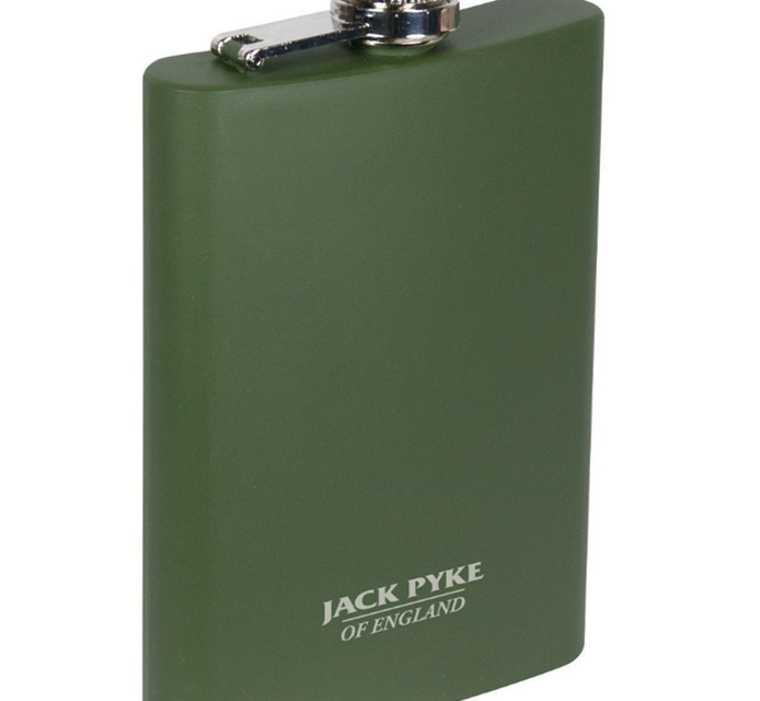 JACK PYKE STAINLESS STEEL HIP FLASK 8OZ MATT GREEN