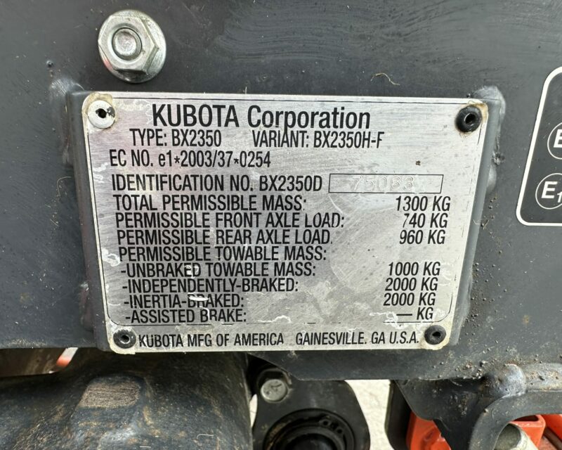 KUBOTA BX2350 COMPACT TRACTOR (2012)