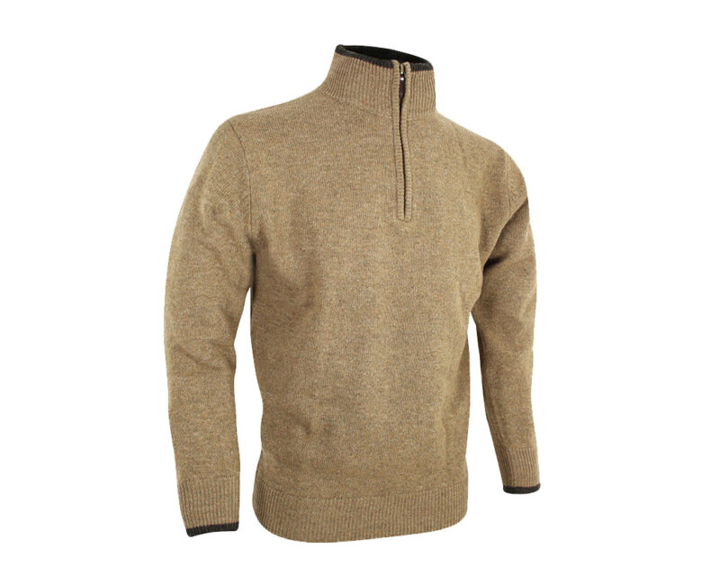 JACK PYKE ASHCOMBE ZIPKNIT PULLOVER -BARLEY