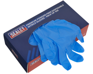 SEALEY PREMIUM POWDER-FREE DISPOSABLE NITRILE GLOVES – PACK OF 100
