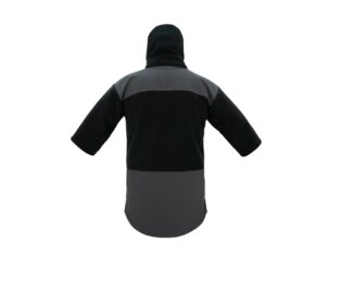 SWAZI THE FED SHORT SLEEVED HOODED FLEECE- BLACK/IRON SAND