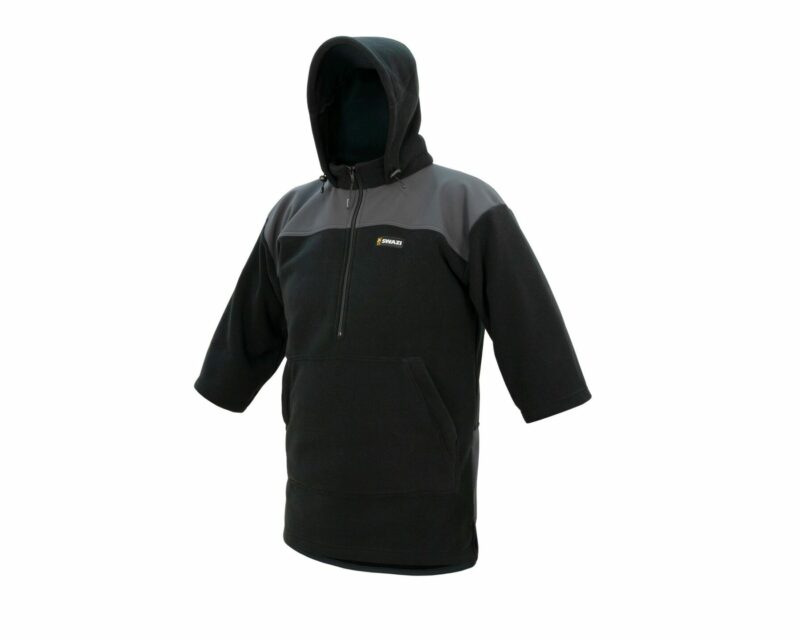 SWAZI THE FED SHORT SLEEVED HOODED FLEECE- BLACK/IRON SAND