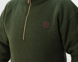 SWAZI THE MACKENZIE QUARTER-ZIP JUMPER- OLIVE